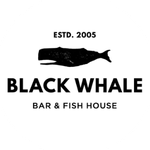 Logo with whale graphic: 'Black Whale Bar & Fish House, Established 2005'