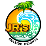 Logo with palm tree, wave, and text 'JR's Ocean Bar & Grill, Oceanside Heights'.