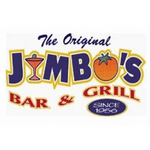 Logo of Jimbo's Bar & Grill with tomato and martini glass icons.