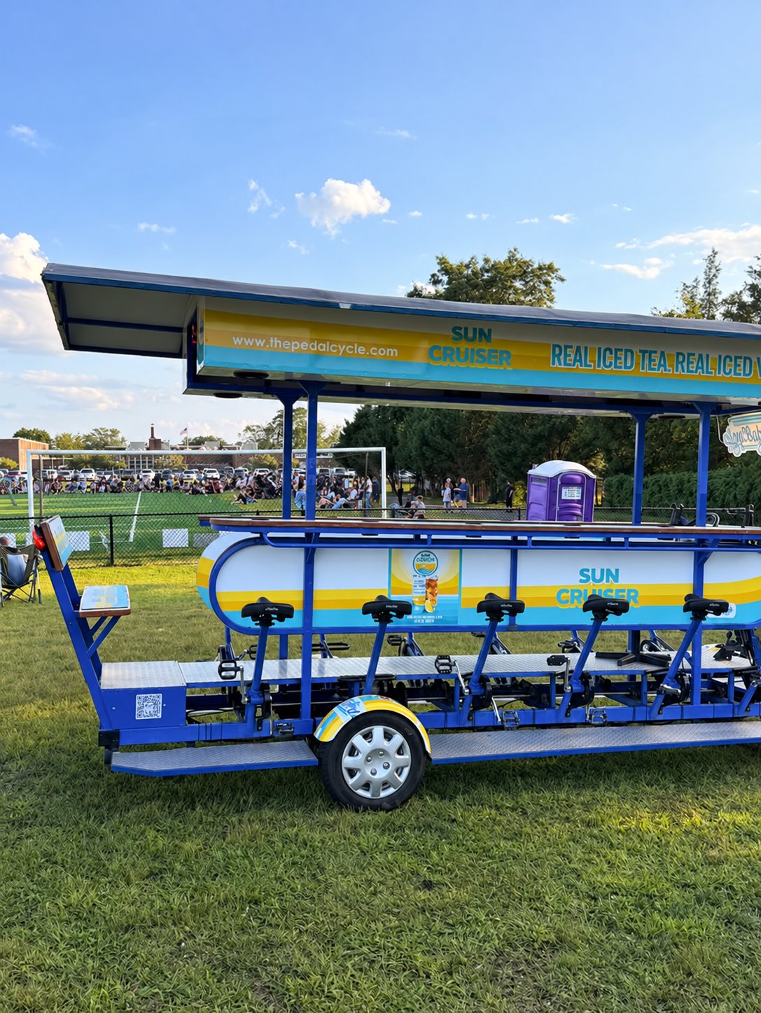 The PedalCycle party bike at the Toms River Warriors pep rally